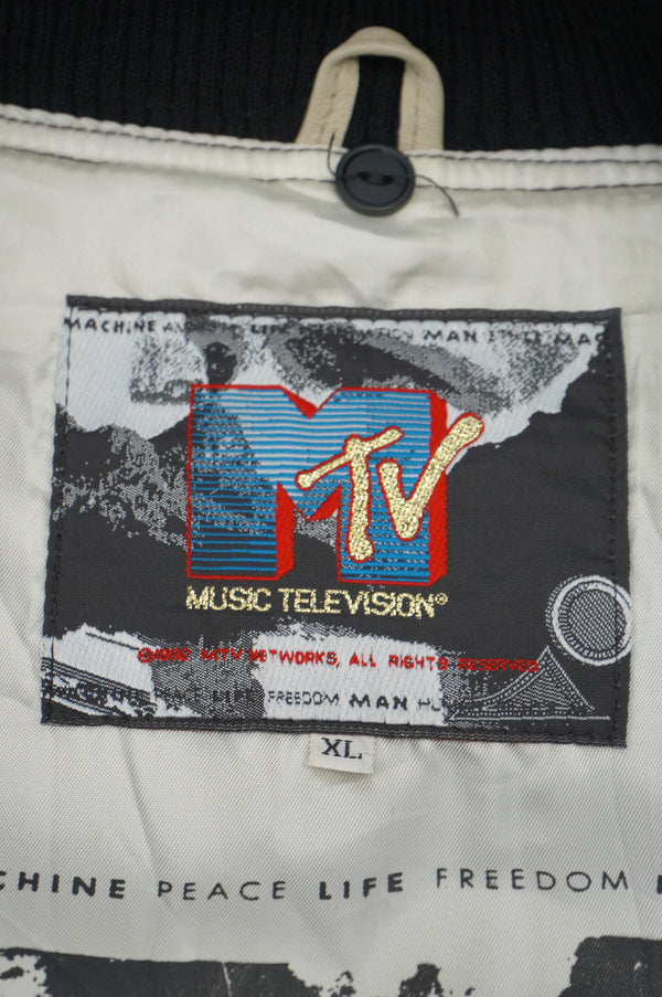90's "MTV" -Leather/Melton Stadium Jacket-