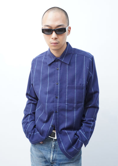 NAVY STRIPED COTTON SHIRT
