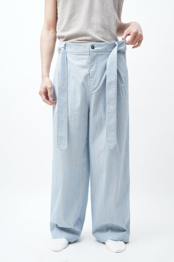 -WASHED ORGANIC COTTON BELTED 1TUCK TROUSER-