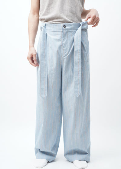 -WASHED ORGANIC COTTON BELTED 1TUCK TROUSER-