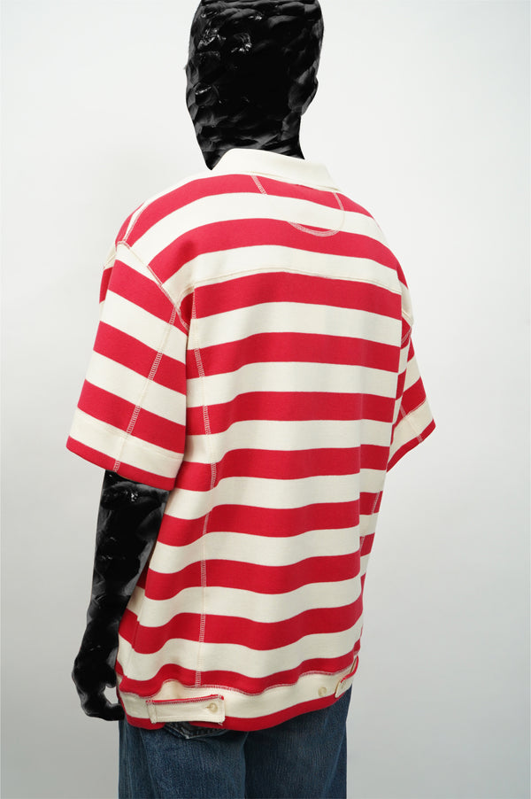 "Aris Tatalovich" -STRIPE TRUCKER POLO- [RED/IVORY]