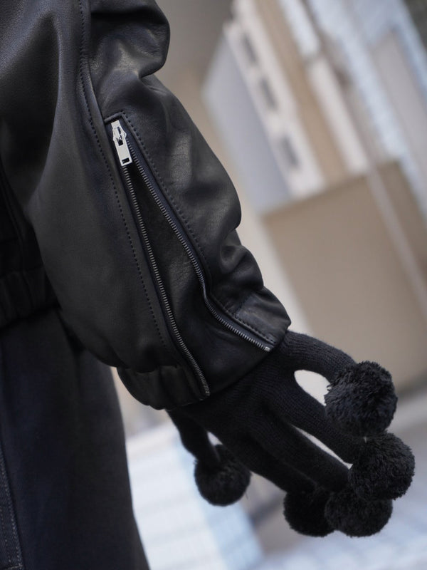-"KIRA" LEATHER DRAPE BLOUSON-