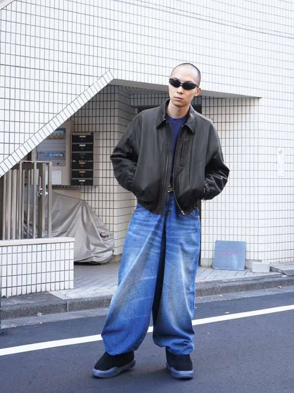 -"KIRA" LEATHER DRAPE BLOUSON-