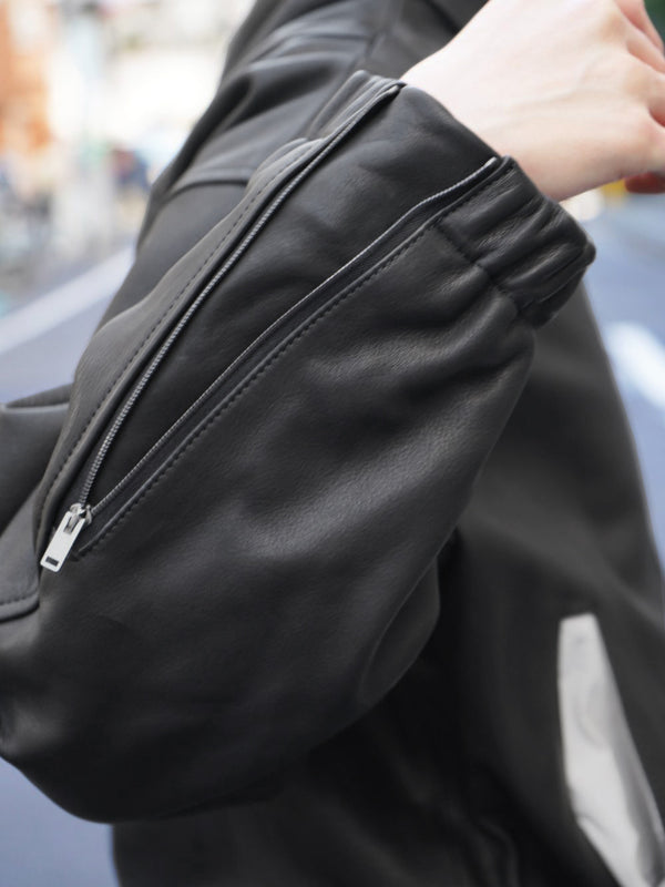 -"KIRA" LEATHER DRAPE BLOUSON-
