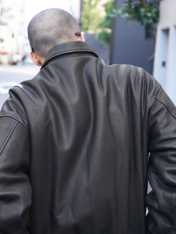 -"KIRA" LEATHER DRAPE BLOUSON-