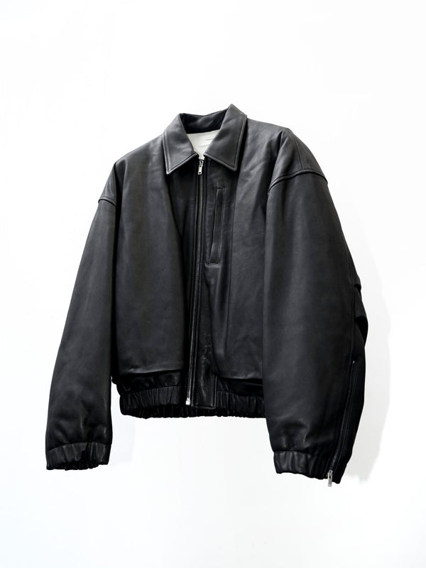 -"KIRA" LEATHER DRAPE BLOUSON-