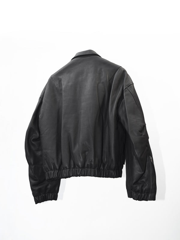 -"KIRA" LEATHER DRAPE BLOUSON-