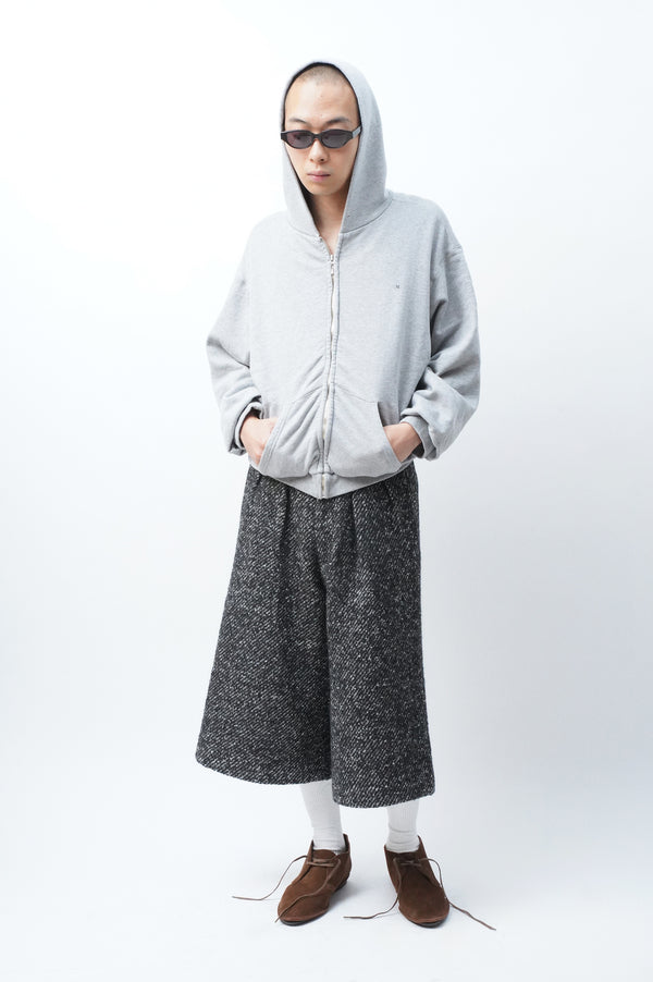 -Cropped Baggy- [Black&White Tweed]