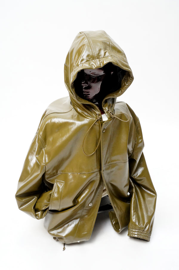 -BRIGHAM LEATHER HOODED JACKET-