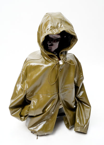 -BRIGHAM LEATHER HOODED JACKET-