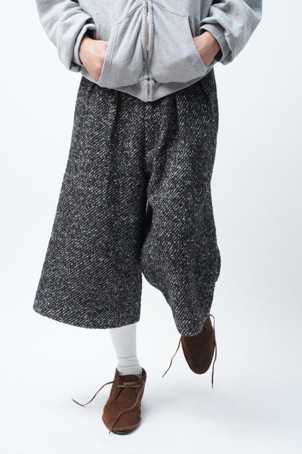 -Cropped Baggy- [Black&White Tweed]