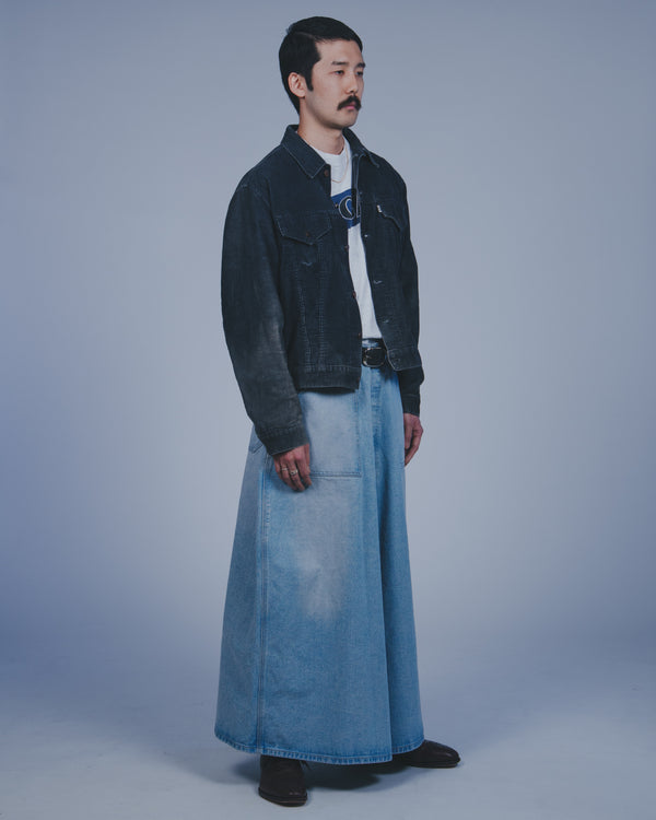 "Mars meets SKEWed" -MEGA WIDE JEAN SKIRT- [BLUE]