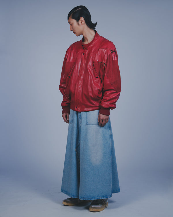 "Mars meets SKEWed" -MEGA WIDE JEAN SKIRT- [BLUE]
