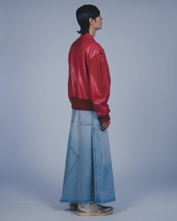 "Mars meets SKEWed" -MEGA WIDE JEAN SKIRT- [BLUE]
