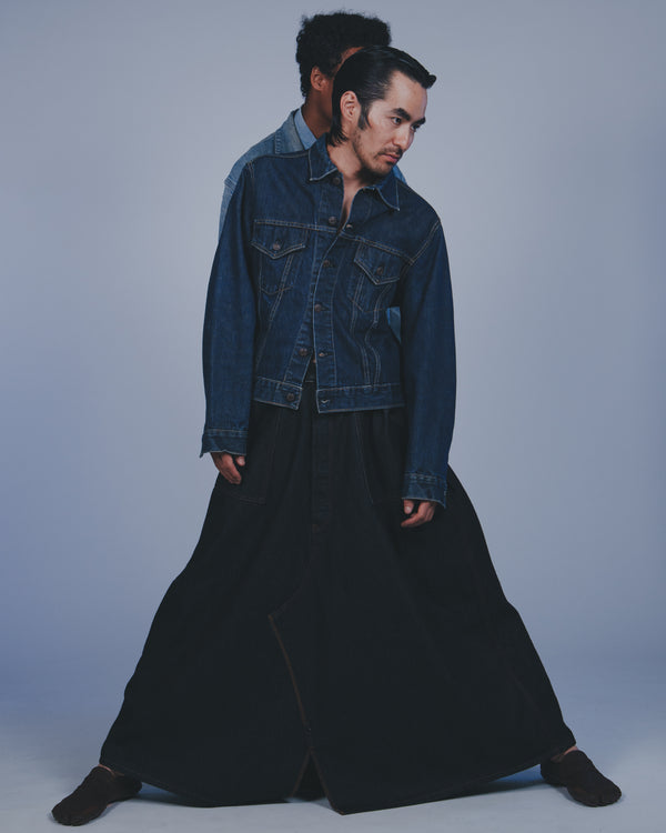 "Mars meets SKEWed" -MEGA WIDE JEAN SKIRT- [ONEWASH]