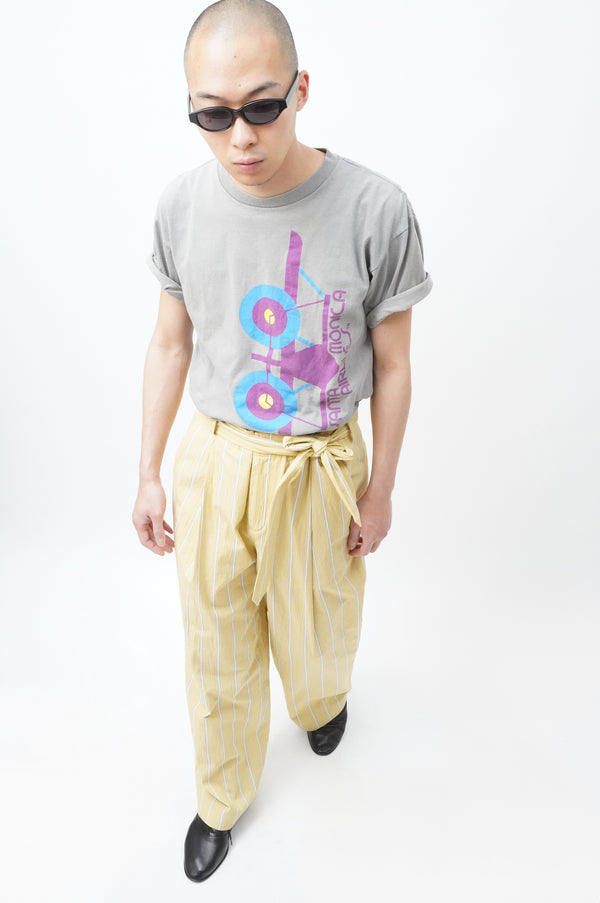 -WASHED ORGANIC COTTON BELTED 1TUCK TROUSER-