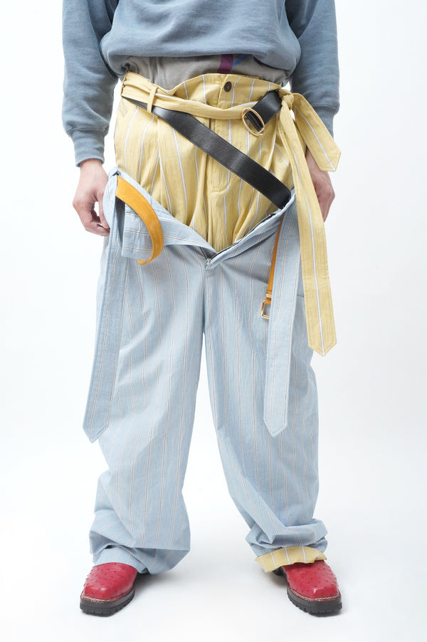 -WASHED ORGANIC COTTON BELTED 1TUCK TROUSER-