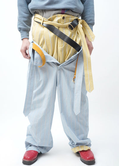 -WASHED ORGANIC COTTON BELTED 1TUCK TROUSER-