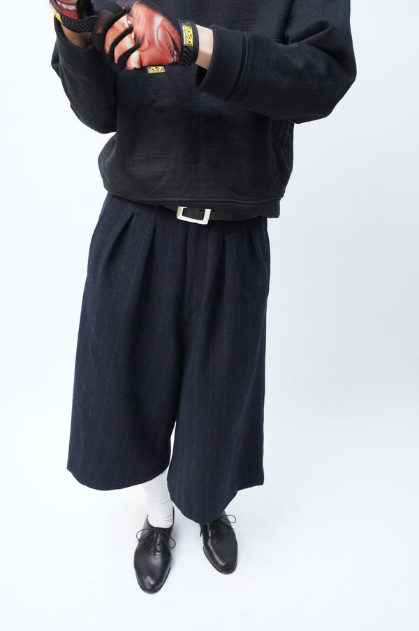-Cropped Baggy- [Navy Stripe]