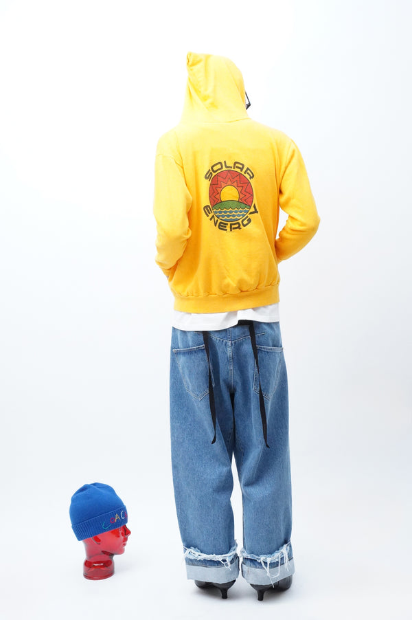 70's "UNKNOWN" -"SOLAR ENERGY" Printed Zip up Sweat Parka-