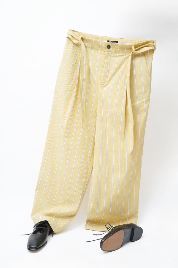 -WASHED ORGANIC COTTON BELTED 1TUCK TROUSER-