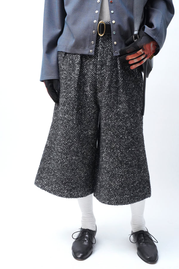 -Cropped Baggy- [Black&White Tweed]