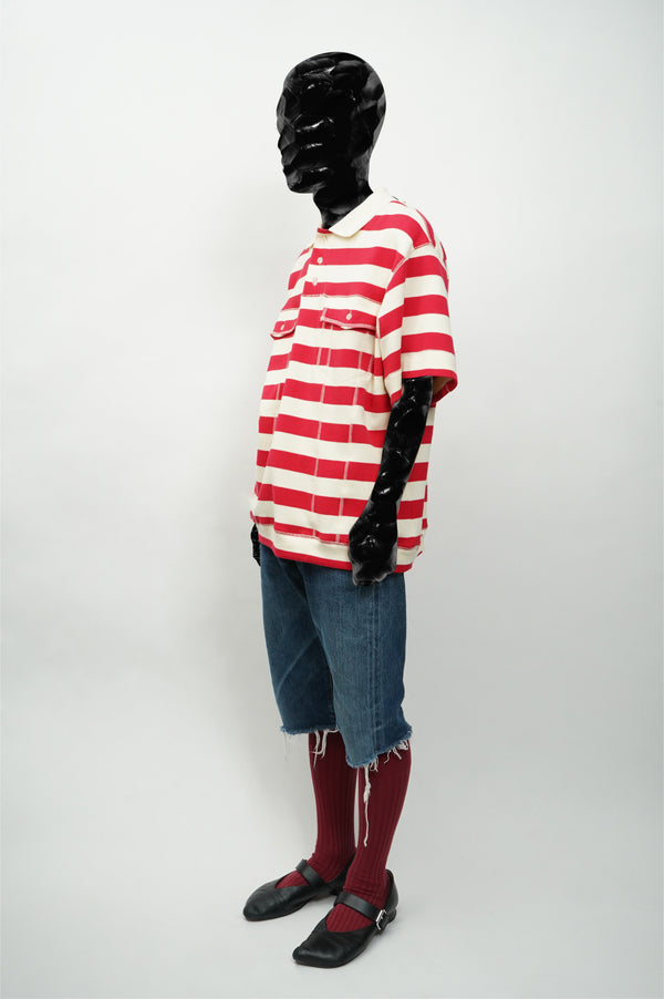 "Aris Tatalovich" -STRIPE TRUCKER POLO- [RED/IVORY]