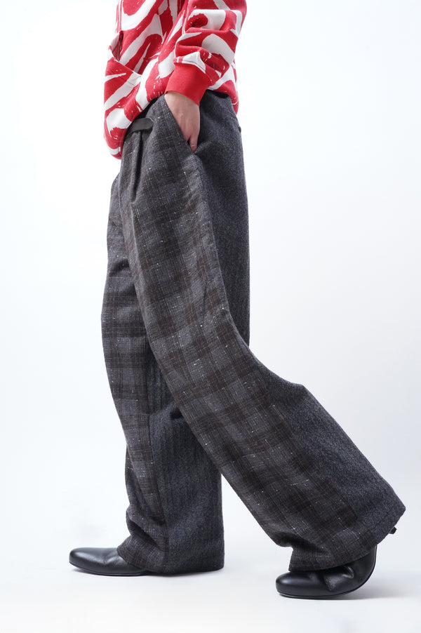 -DEAD STOCK LIMITED RARE VINTAGE FABRIC 1TUCK WIDE TROUSERS-