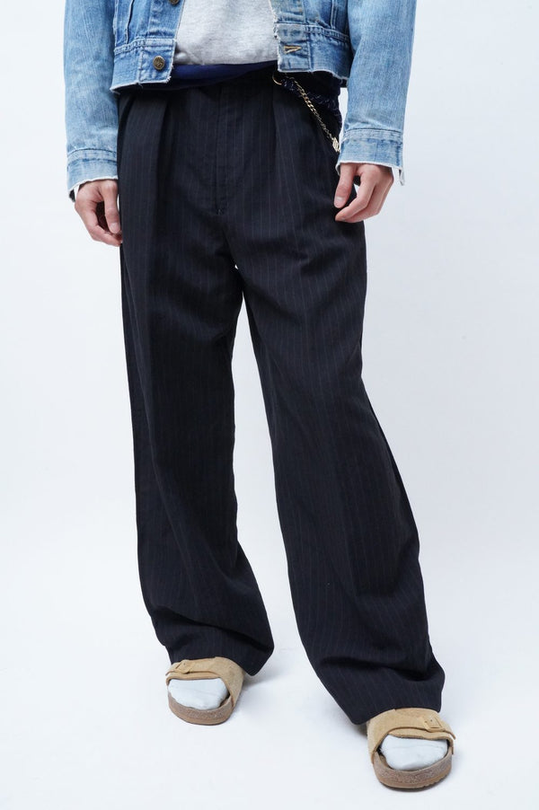 D.SCHENKER -Overdyed Stripe Flying V Trousers-