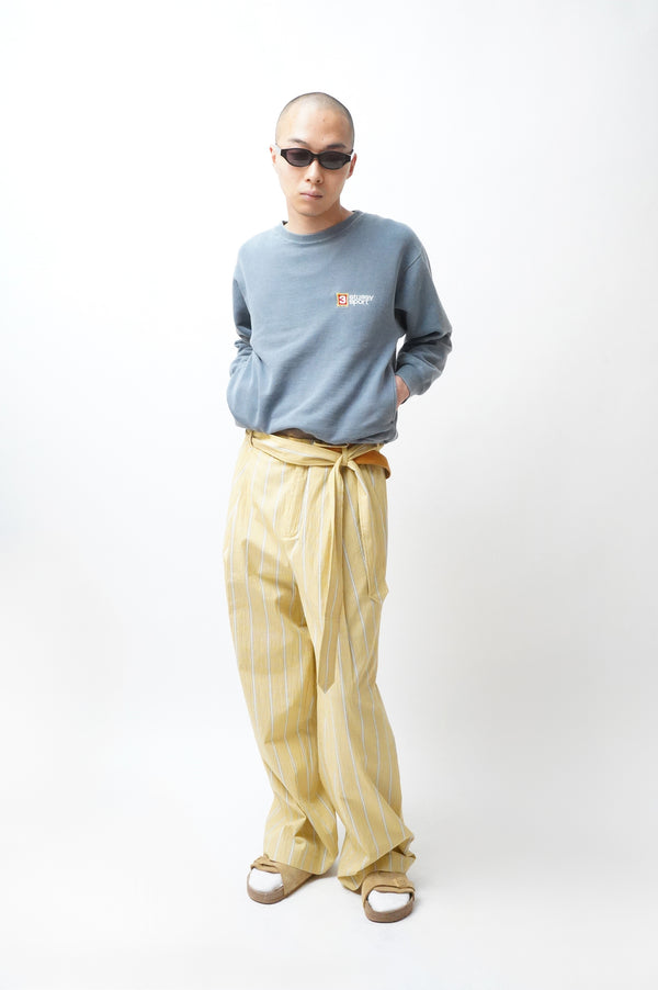 -WASHED ORGANIC COTTON BELTED 1TUCK TROUSER-