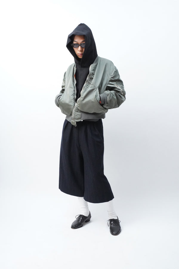 -Cropped Baggy- [Navy Stripe]