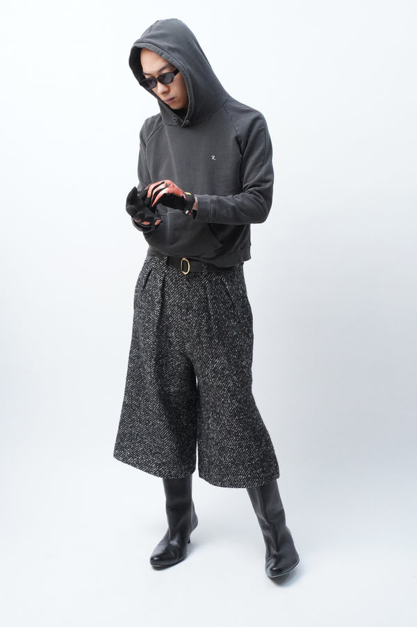 -Cropped Baggy- [Black&White Tweed]