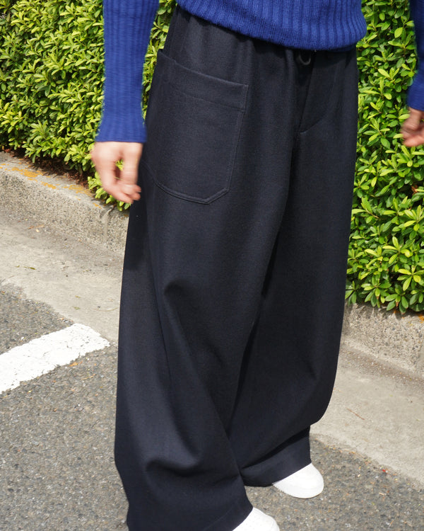 JUNO -WIDE-LEGGED ELASTICATED TROUSERS-[DARK NAVY]