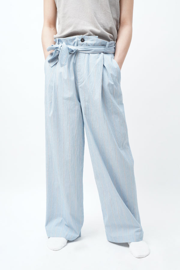 -WASHED ORGANIC COTTON BELTED 1TUCK TROUSER-