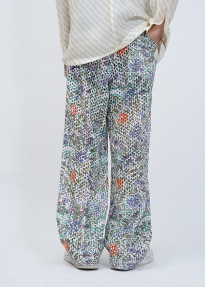 -CUT WORK DIGITAL PRINT PANTS-