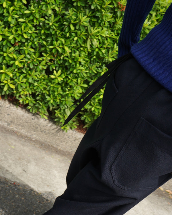 JUNO -WIDE-LEGGED ELASTICATED TROUSERS-[DARK NAVY]