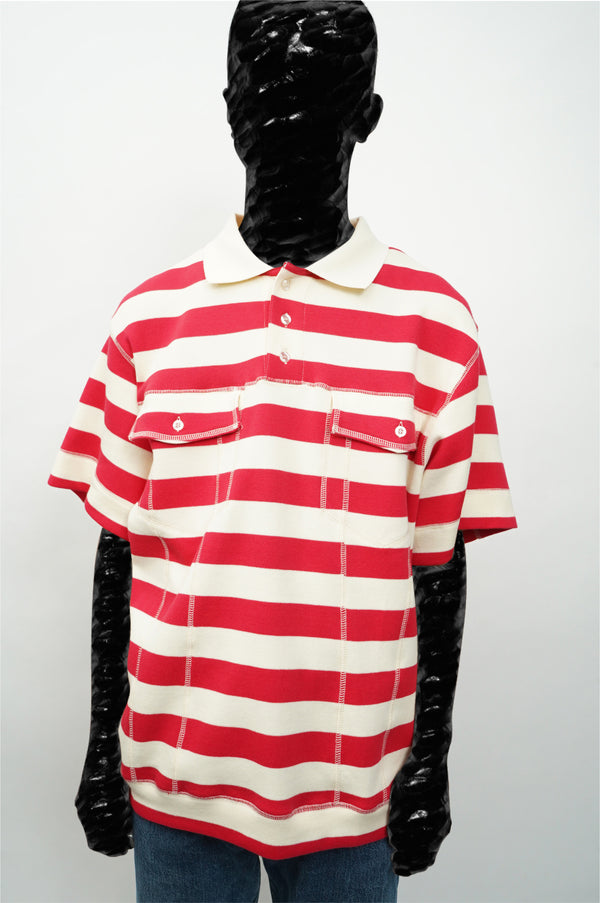 "Aris Tatalovich" -STRIPE TRUCKER POLO- [RED/IVORY]