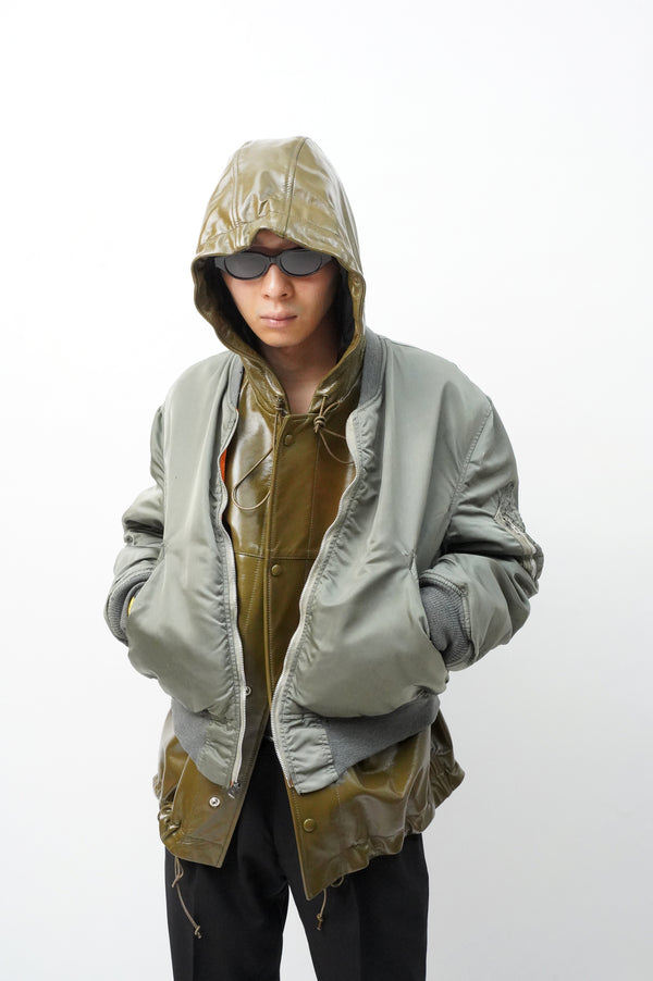 -BRIGHAM LEATHER HOODED JACKET-