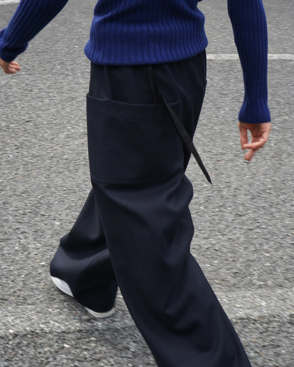 JUNO -WIDE-LEGGED ELASTICATED TROUSERS-[DARK NAVY]