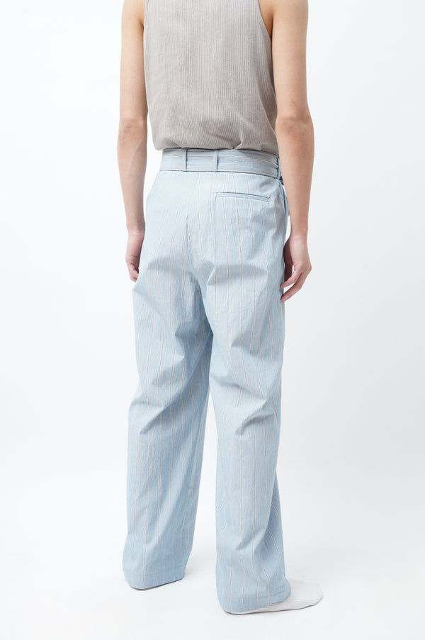 -WASHED ORGANIC COTTON BELTED 1TUCK TROUSER-