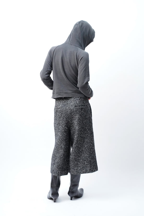 -Cropped Baggy- [Black&White Tweed]