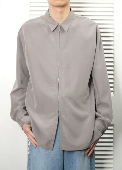 -Zip Shirt- [GREY RAYON]