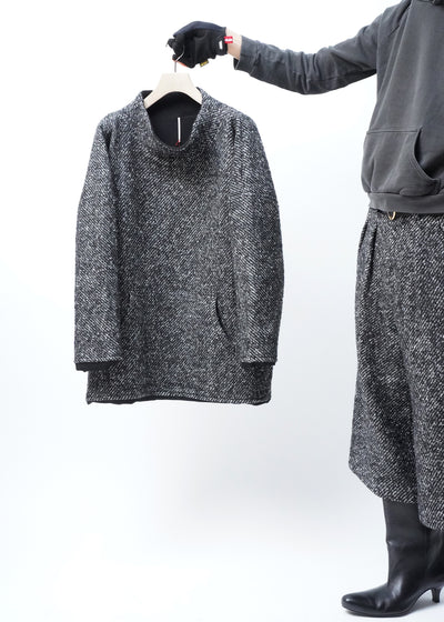 -PULLOVER SMOCK- [BLACK&WHITE TWEED]