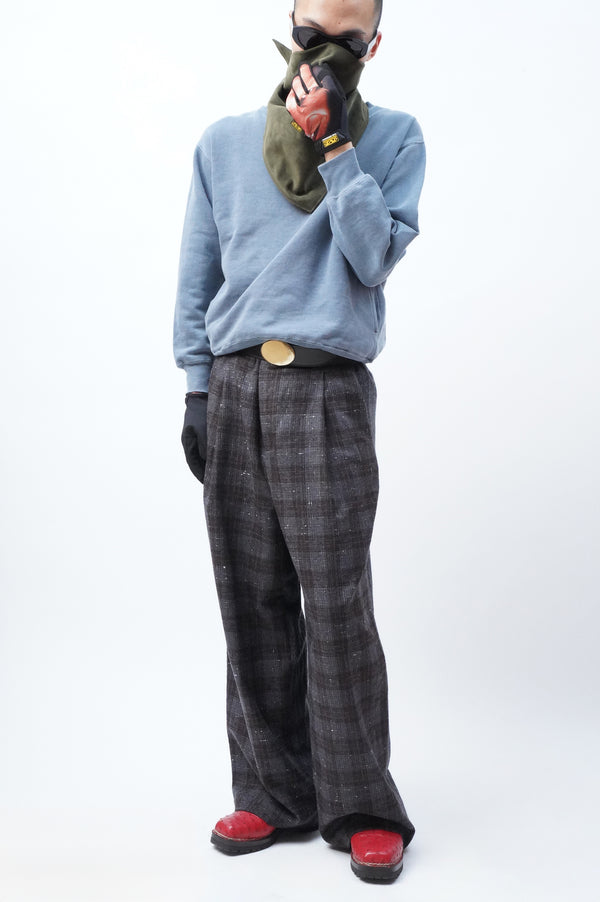 -DEAD STOCK LIMITED RARE VINTAGE FABRIC 1TUCK WIDE TROUSERS-