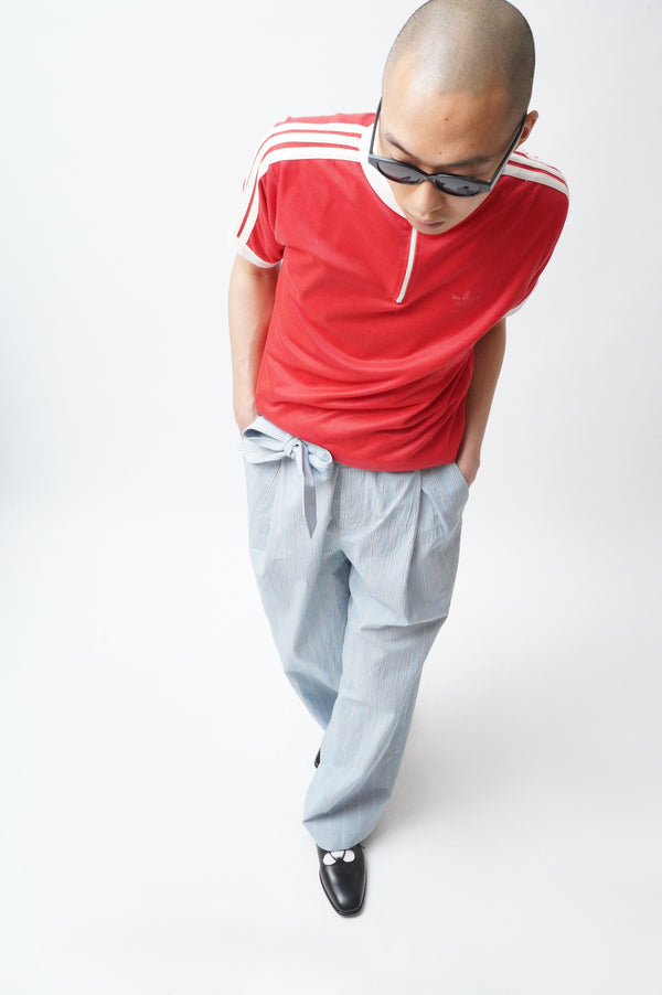 -WASHED ORGANIC COTTON BELTED 1TUCK TROUSER-