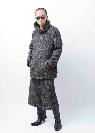 -PULLOVER SMOCK- [BLACK&WHITE TWEED]