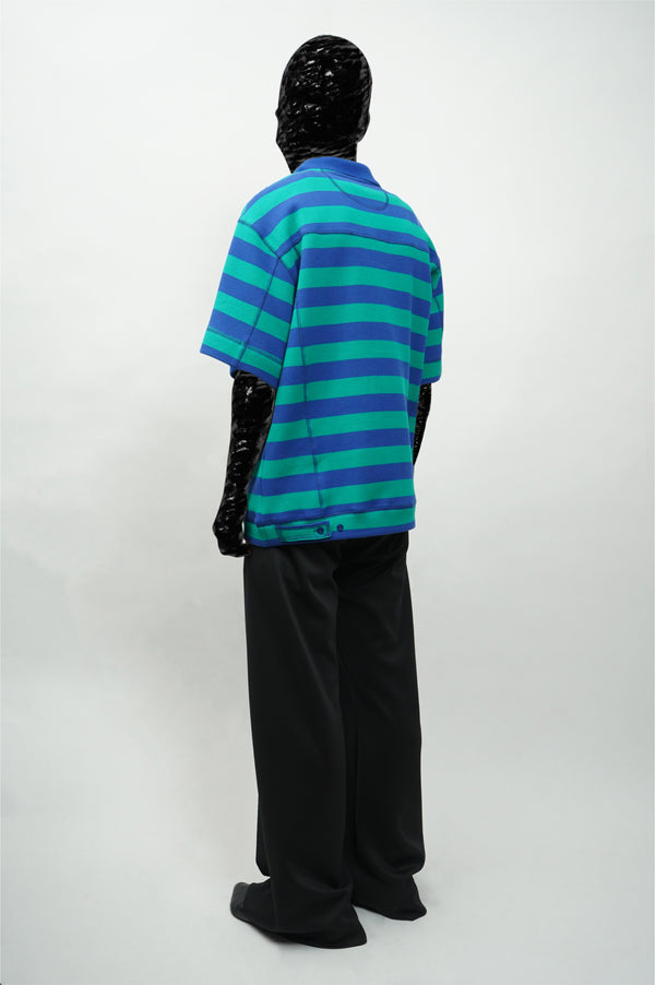 "Aris Tatalovich" -STRIPE TRUCKER POLO- [BLUE/GREEN]
