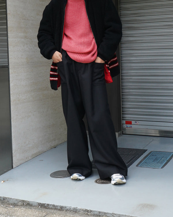 JUNO -WIDE-LEGGED ELASTICATED TROUSERS-[BLACK]