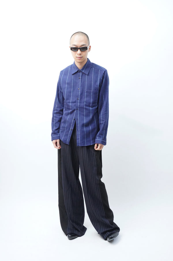 NAVY STRIPED COTTON SHIRT