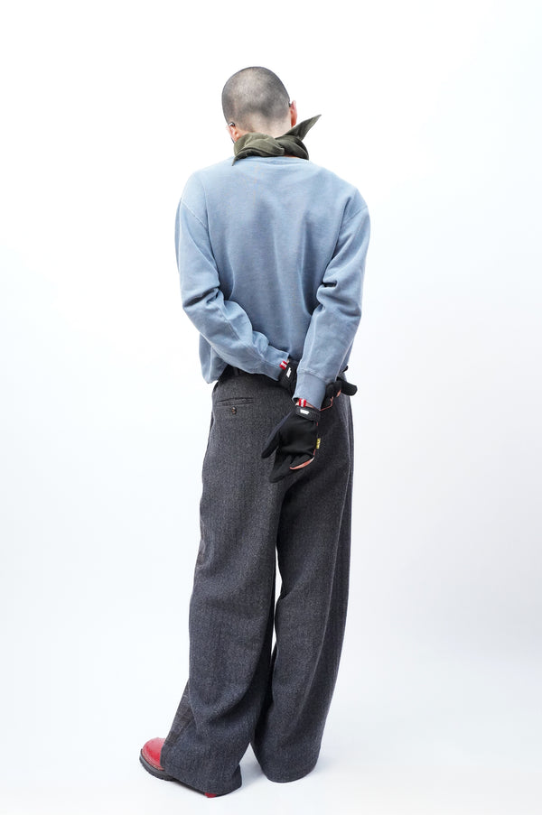 -DEAD STOCK LIMITED RARE VINTAGE FABRIC 1TUCK WIDE TROUSERS-